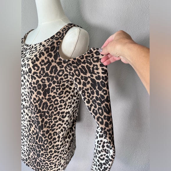 Macaron Animal Print Cold Shoulder Top - Picture 3 of 4